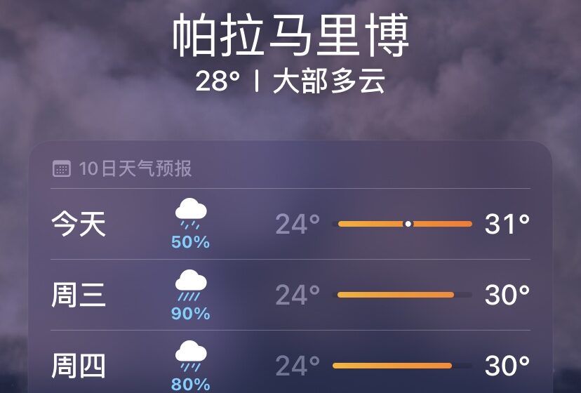  天气预报：短暂的大雷暴和阵风