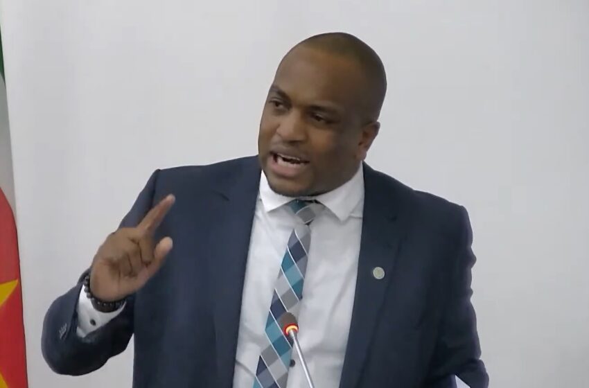  NDP议员Melvin Bouva被警方带离议会大厅