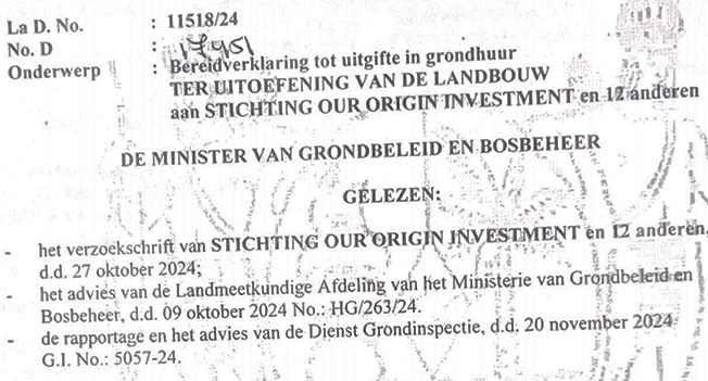  Vorswijk否认掠夺400公顷农业用地；Gajadien要求部长辞职
